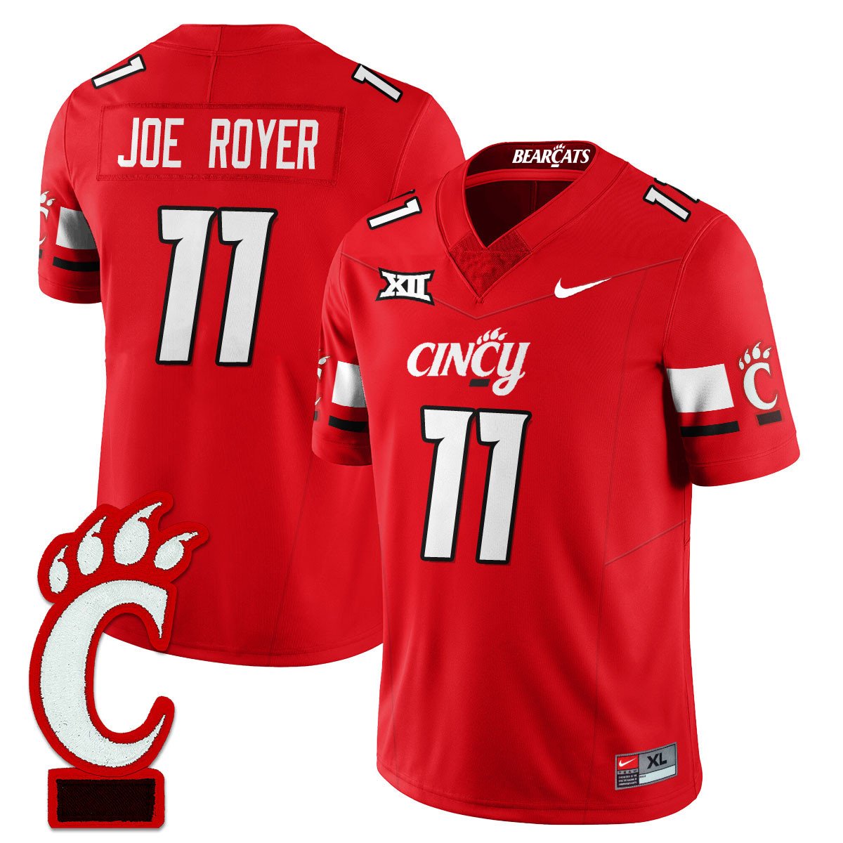 Joe Royer Jersey #11 Cincinnati Bearcats Football 2025 Stitched Red