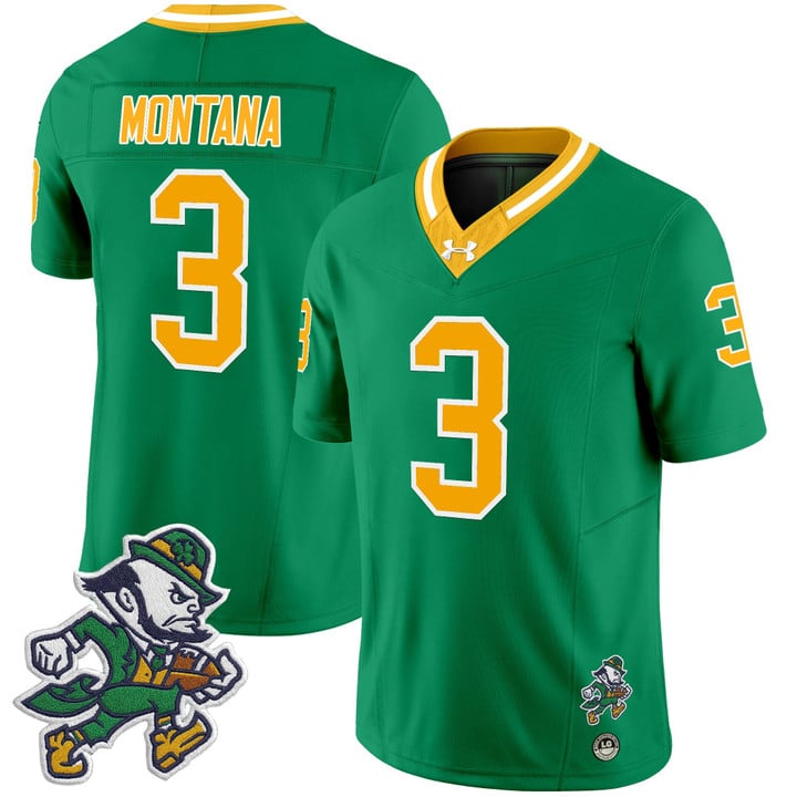 Joe Montana Jersey #3 Notre Dame 2025 Gridiron Leprechaun Edition Throwback