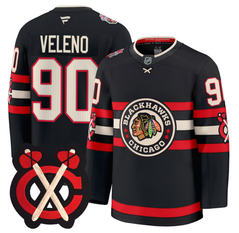 Joe Veleno Jersey #90 Chicago Blackhawks Winter Classic Patch Stitched Black
