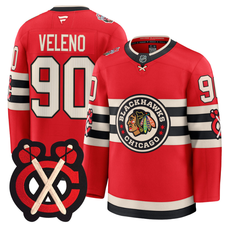Joe Veleno Jersey #90 Chicago Blackhawks Winter Classic Patch Stitched Red