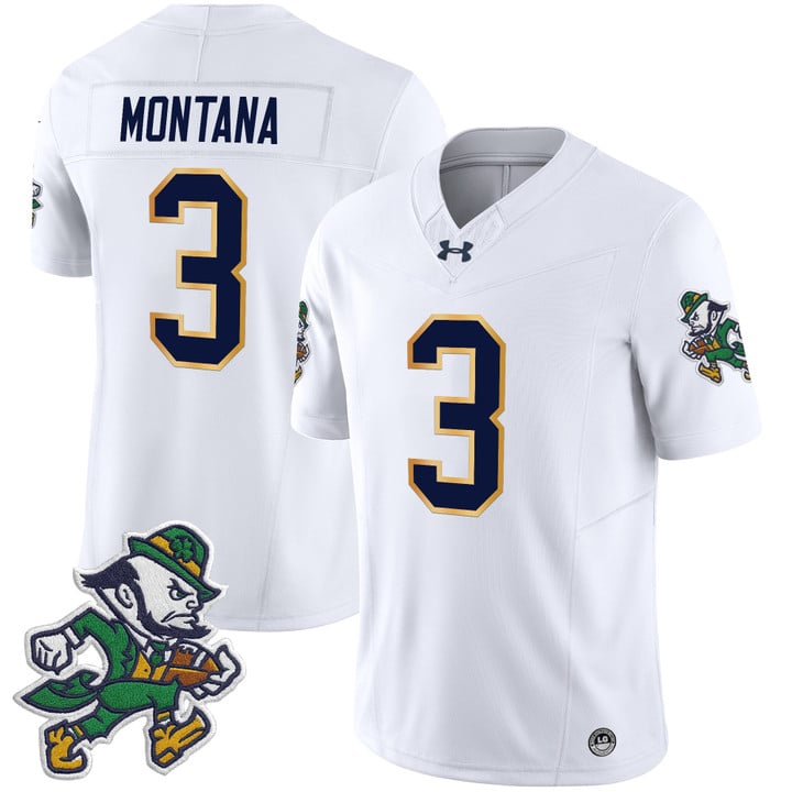 Joe Montana Jersey #3 Notre Dame 2025 Gridiron Leprechaun Edition White