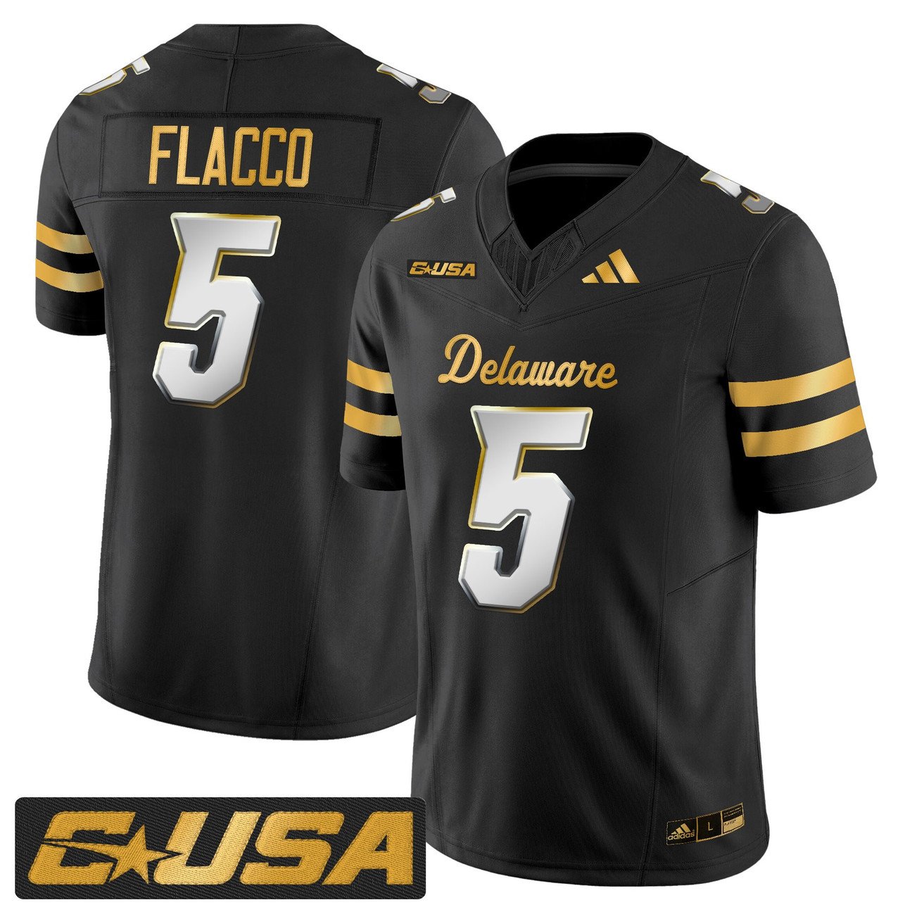 Joe Flacco Jersey #5 Delaware Blue Hens 2025 Gold Vapor Stitched