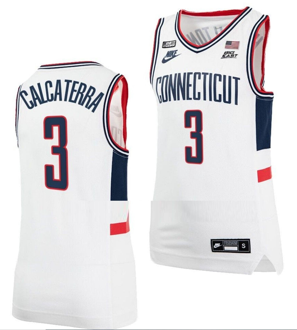 Joey Calcaterra Jersey UConn Huskies College Basketball Alumni White #3