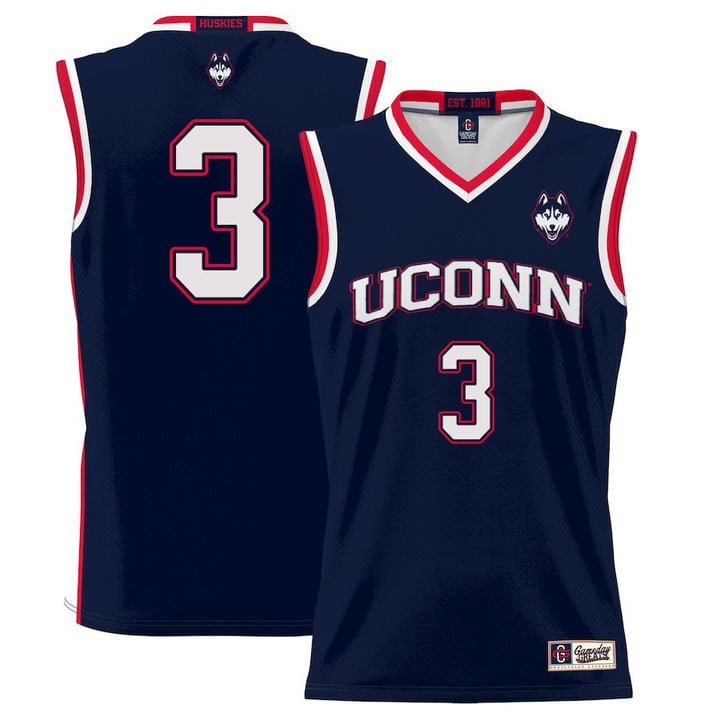 Joey Calcaterra Jersey UConn Huskies College Basketball No Name Navy #3