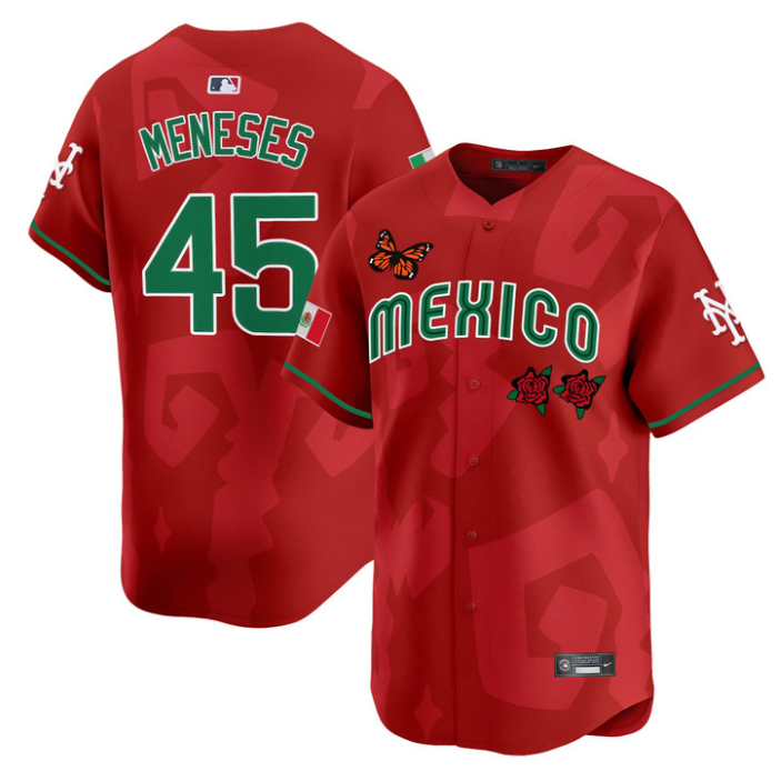 Joey Meneses Jersey #45 Mexican Heritage 2025 Sentrock Vapor Limited Stitched Red