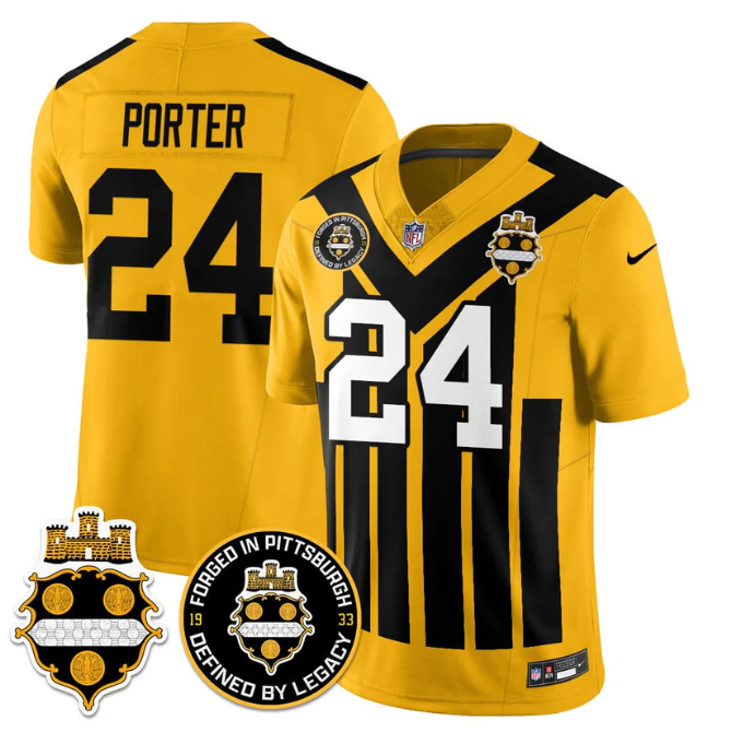 Joey Porter Jersey #24 Alternate 1933 Throwback Limited All Stitched Gold
