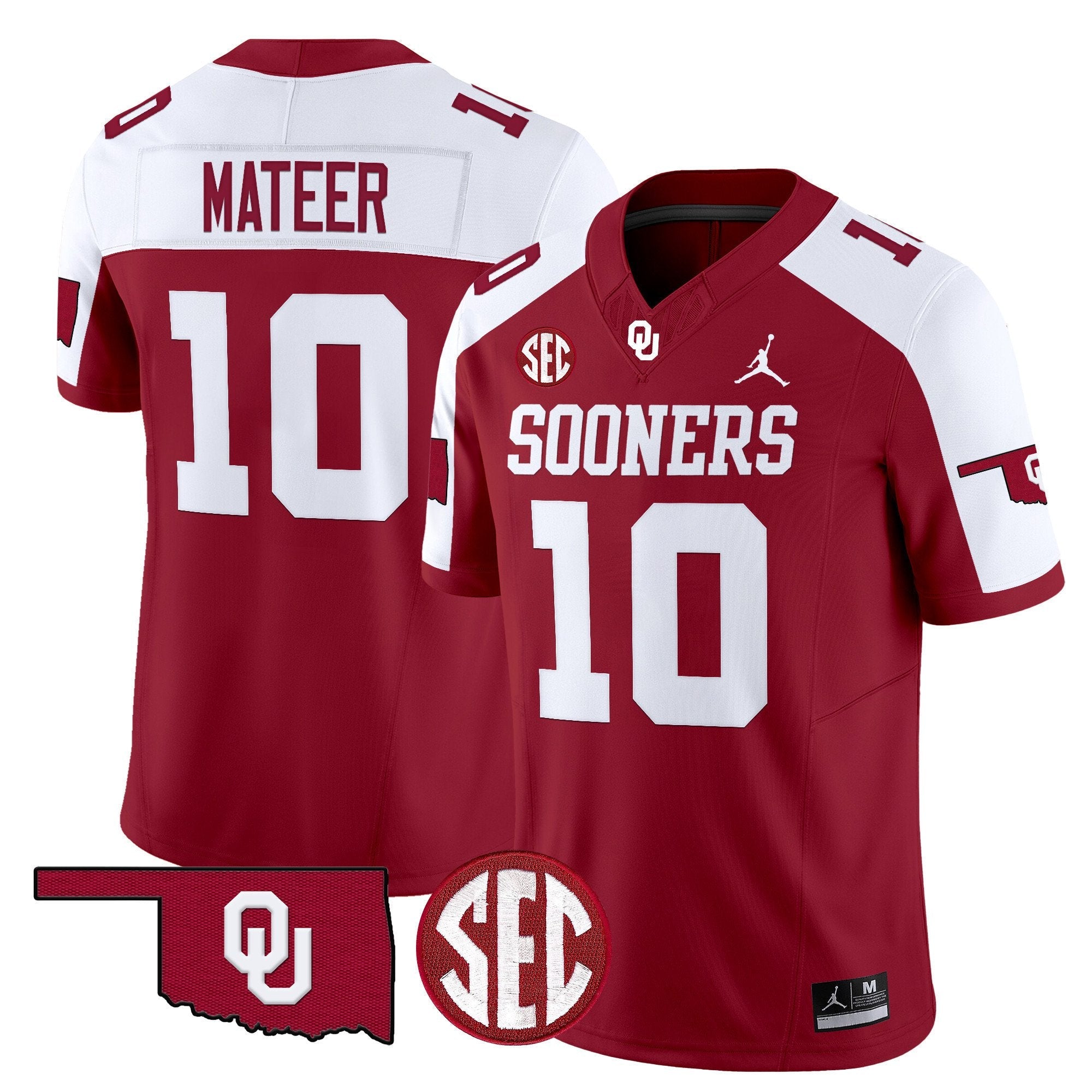 John Mateer Jersey #10 Oklahoma Sooners 2025 Vapor Limited Stitched Alternate