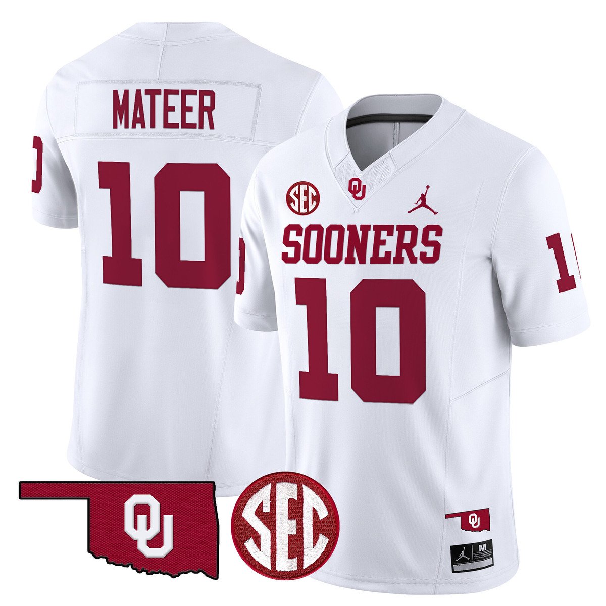 John Mateer Jersey #10 Oklahoma Sooners 2025 Vapor Limited Stitched White