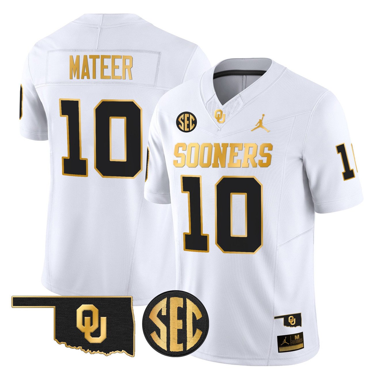 John Mateer Jersey #10 Oklahoma Sooners 2025 Gold Limited Stitched