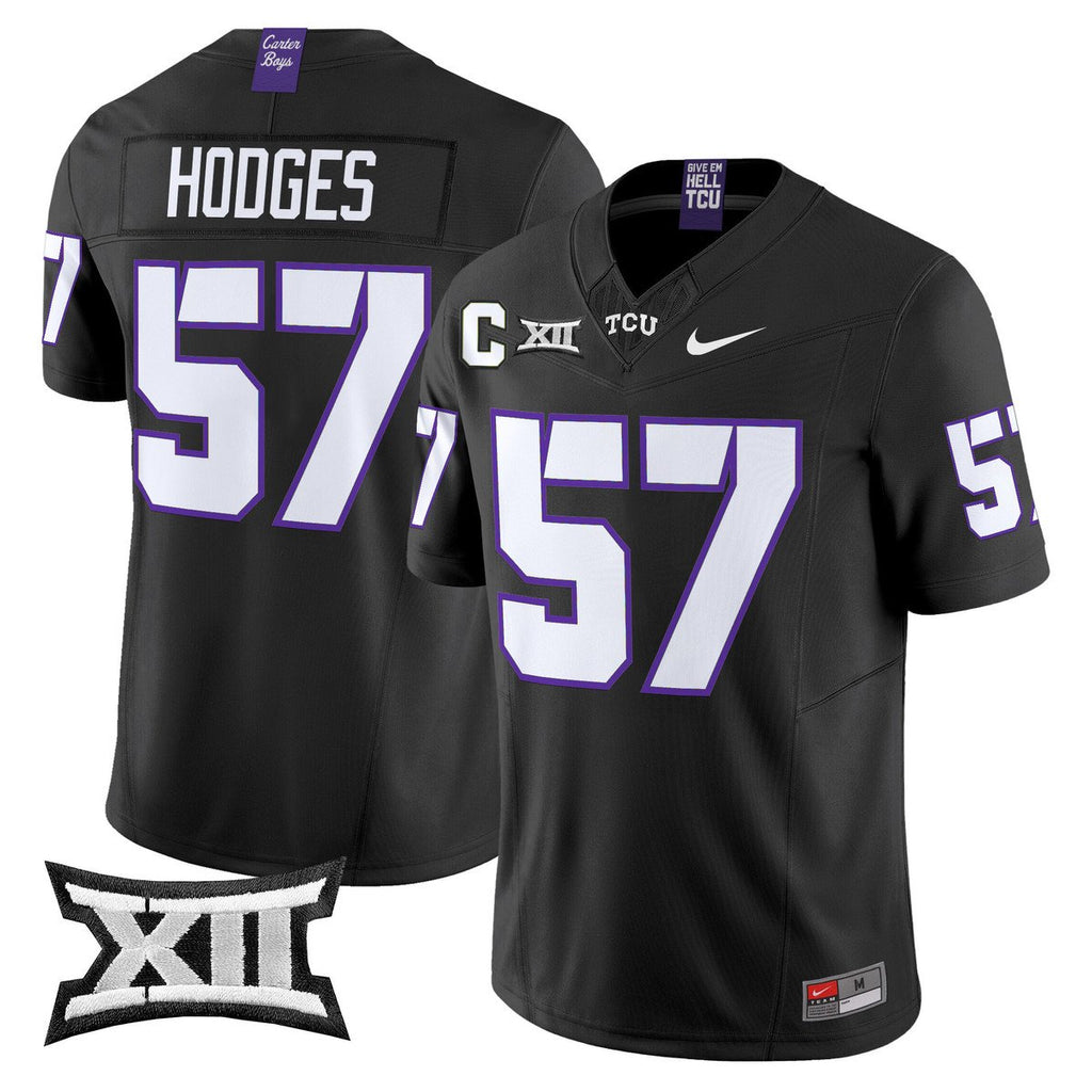 Johnny Hodges Jersey #57 TCU Horned Frogs 2025 Vapor Limited Stitched Black