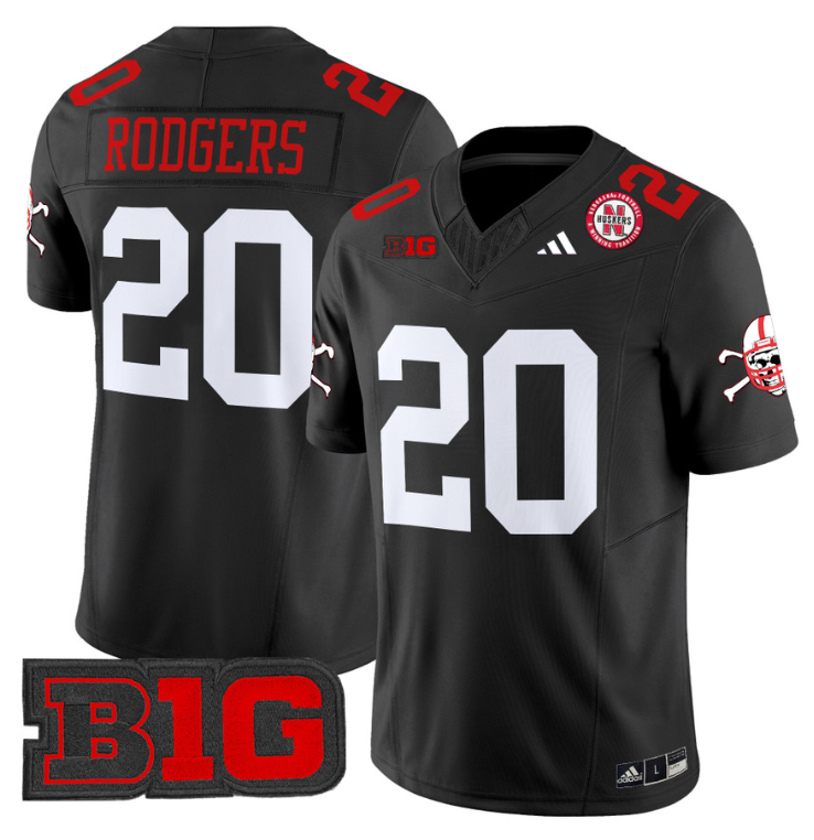 Johnny Rodgers Jersey #20 Nebraska Cornhuskers 2024 Vapor V2 Football Black