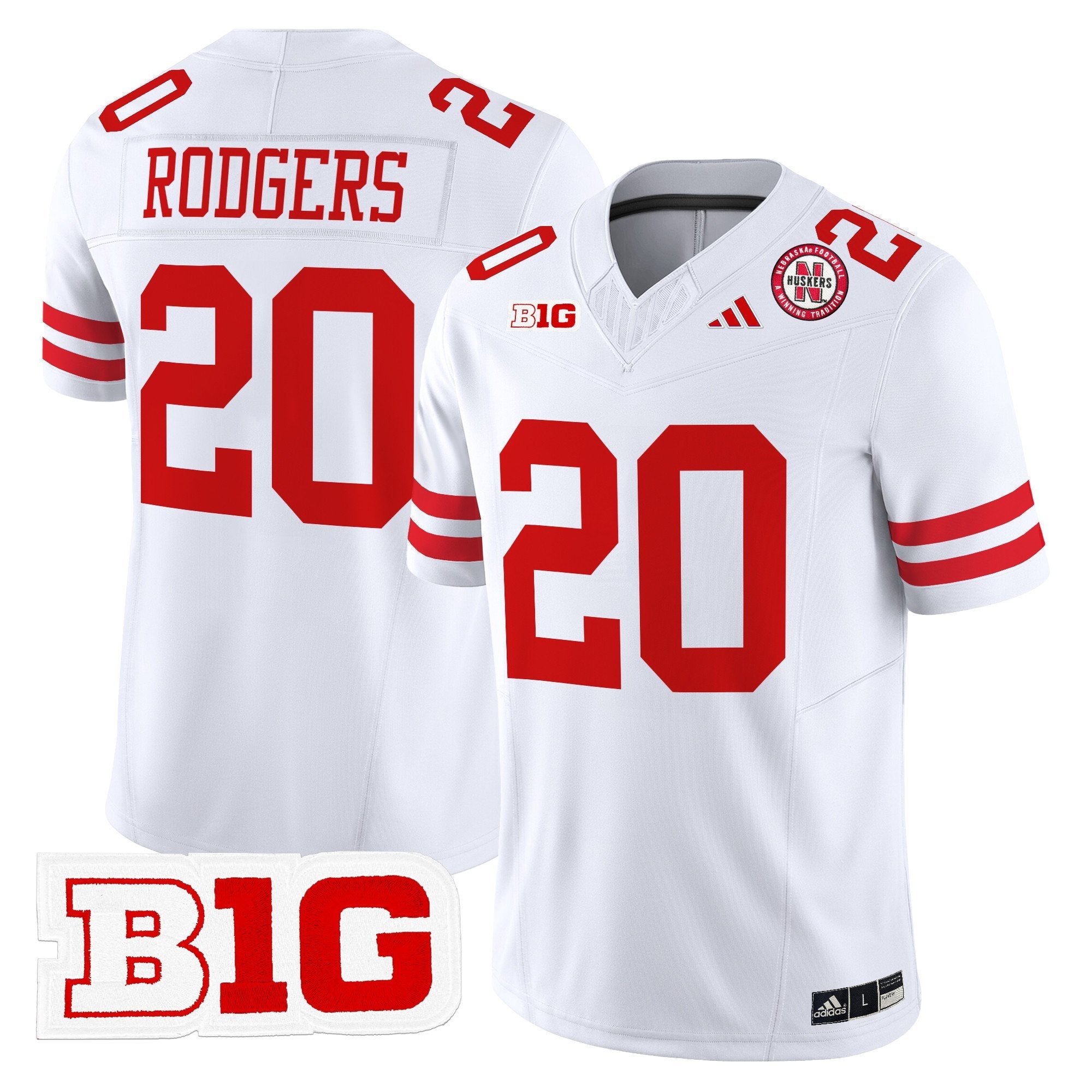 Johnny Rodgers Jersey #20 Nebraska Cornhuskers 2025 Stitched White