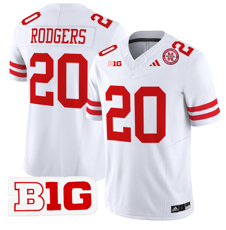 Johnny Rodgers Jersey #20 Nebraska Cornhuskers Vapor Limited Football White