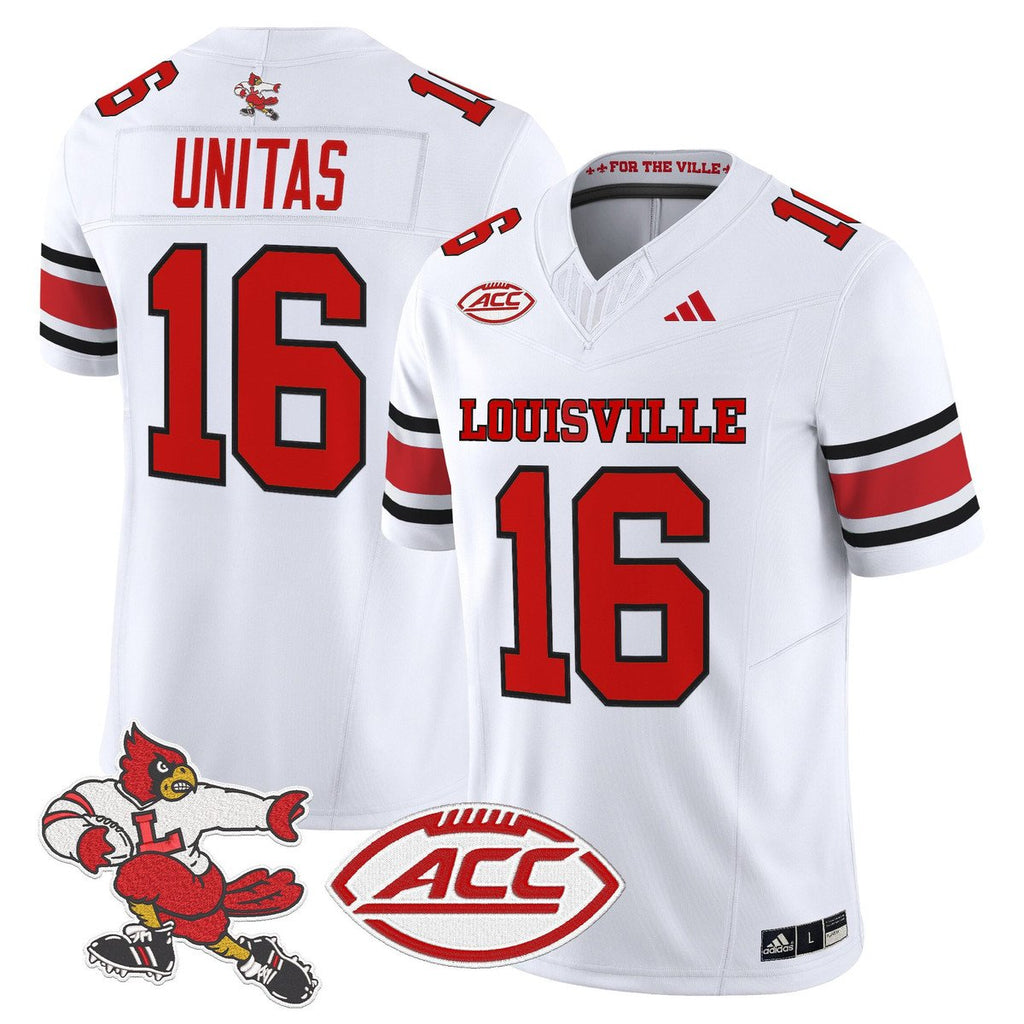 Johnny Unitas Jersey #16 Louisville Cardinals 1980s Throwback Stitched White