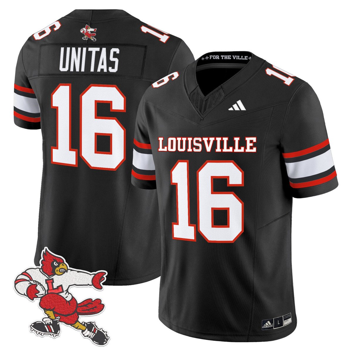 Johnny Unitas Jersey #16 Louisville Cardinals 1980s Throwback Stitched Black