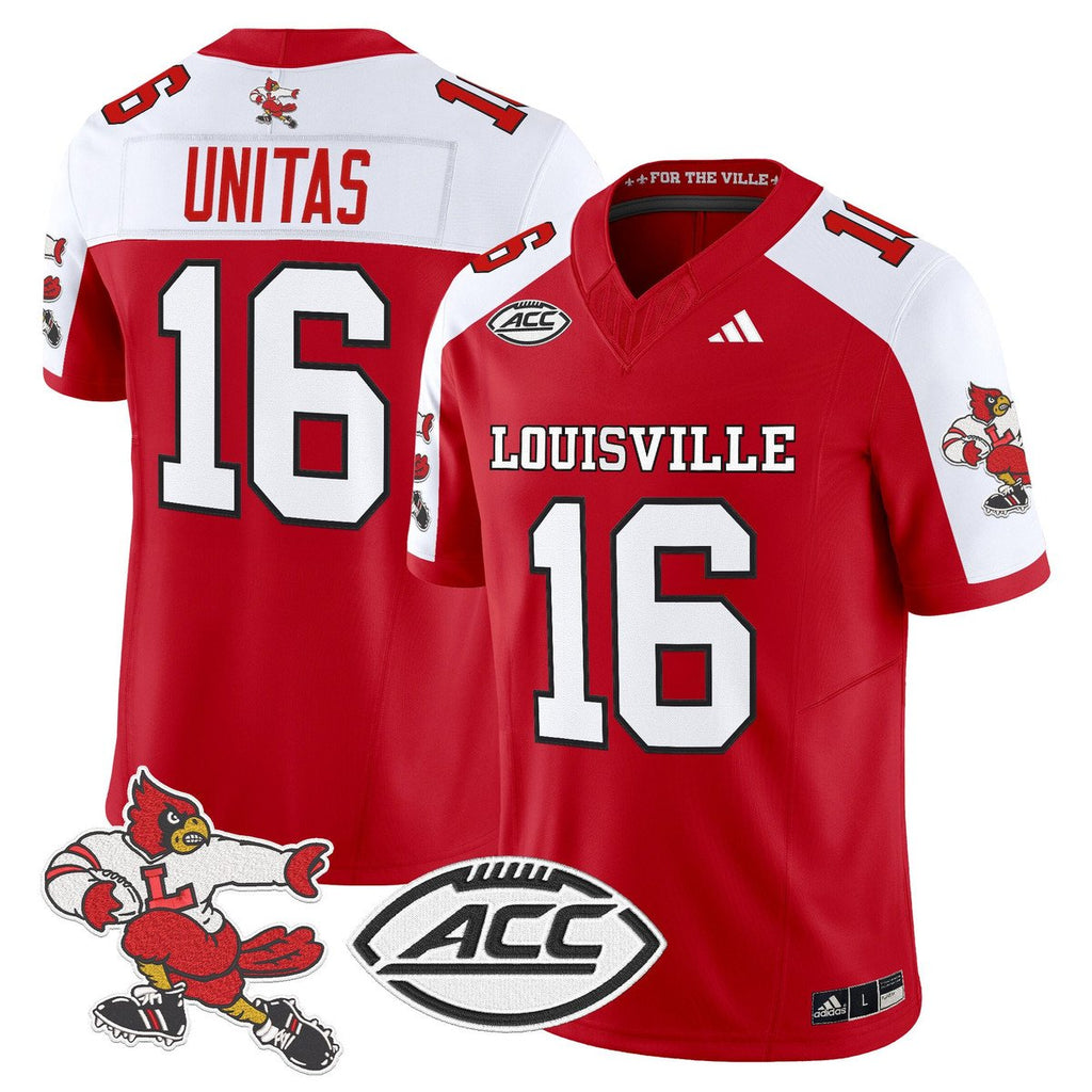 Johnny Unitas Jersey #16 Louisville Cardinals 1980s Throwback Stitched Red Alter