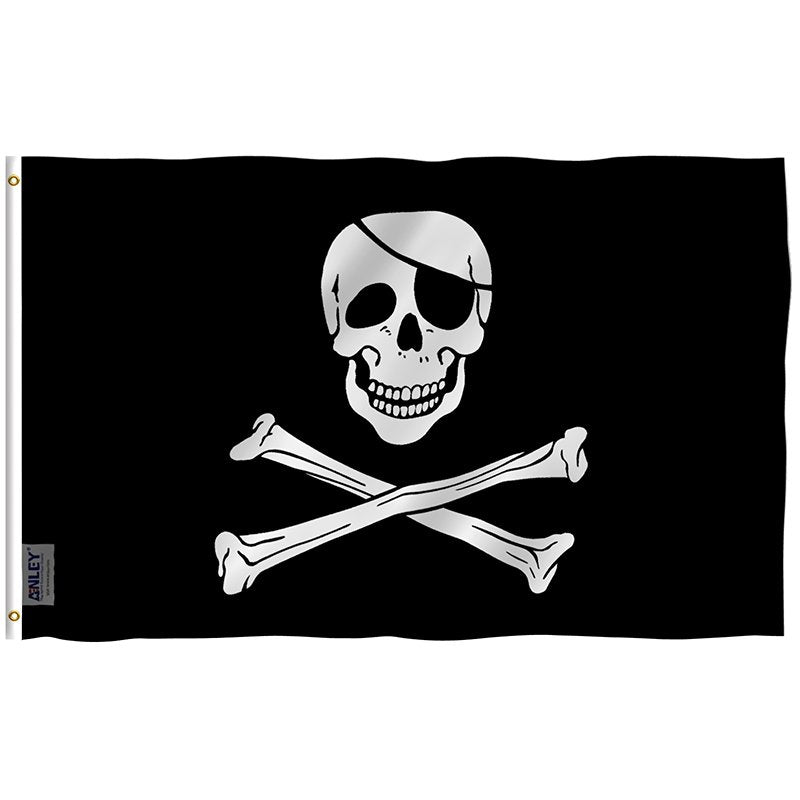 Jolly Roger Flag with Patch - Pirate Flag with Brass Grommets 3X5Ft Banner USA