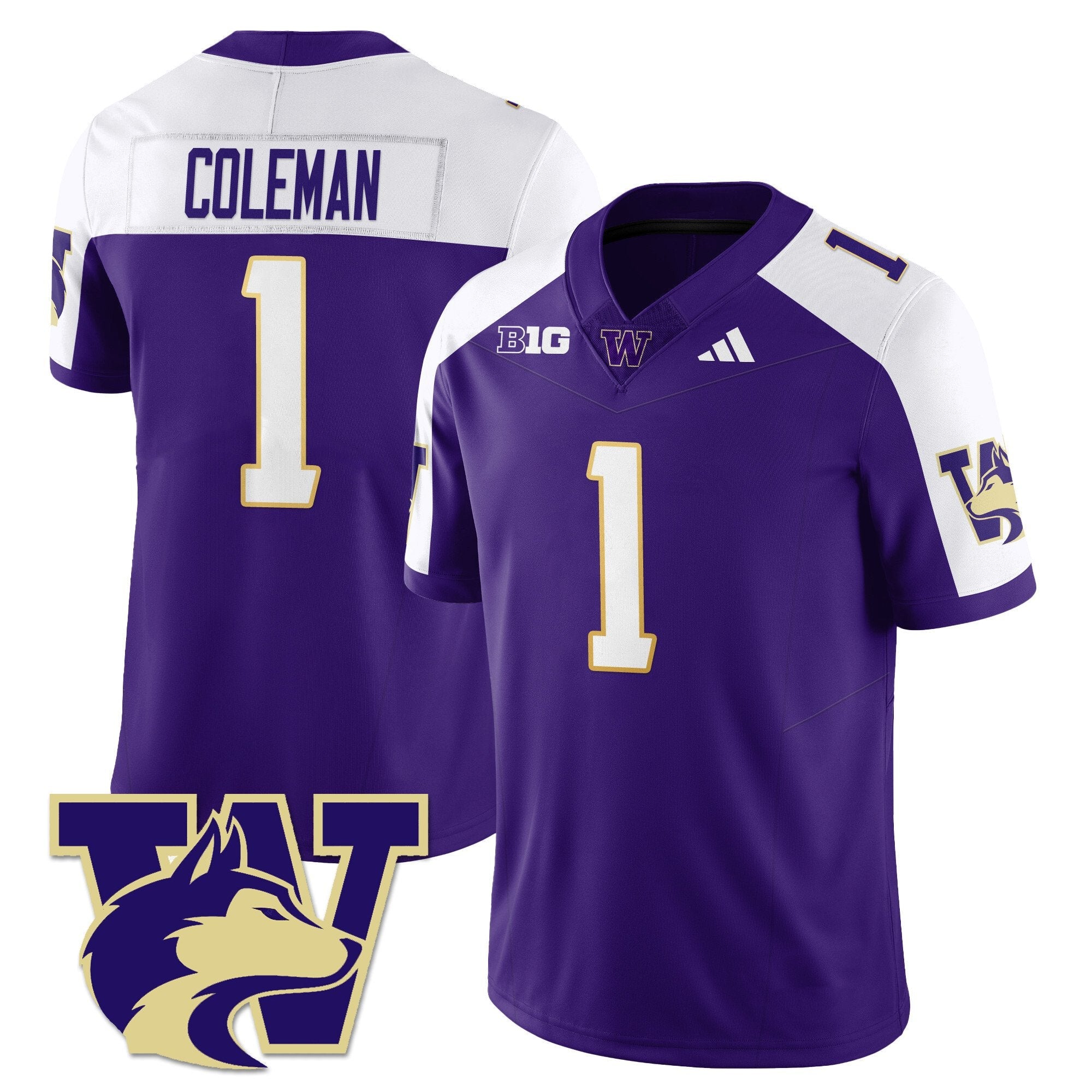 Jonah Coleman Jersey #1 Washington Husky Football 2025 Stitched Alternate