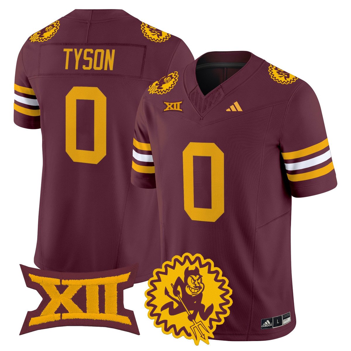 Jordyn Tyson Jersey #0 Arizona State Sun Devils 1975 Throwback Stitched Maroon