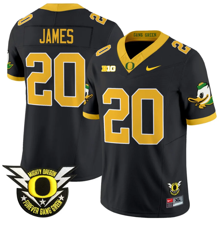 Jordan James Jersey #20 Oregon Duck Forever Gang Green Football Black