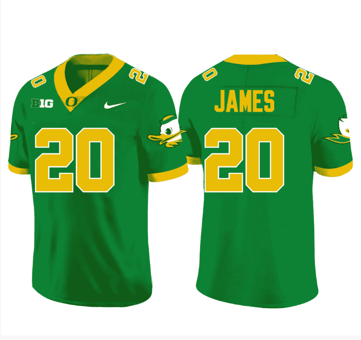Jordan James Jersey #20 Oregon Ducks Football Green