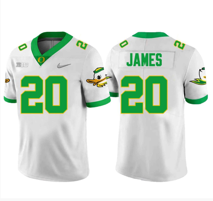 Jordan James Jersey #20 Oregon Ducks Football White