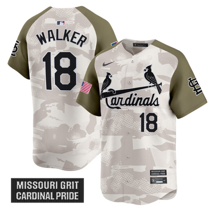 Jordan Walker Jersey #18 St. Louis Cardinals 2025 Armed Forces Day Vapor Stitched Alternate