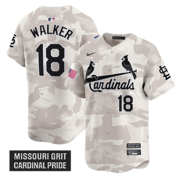 Jordan Walker Jersey #18 St. Louis Cardinals 2025 Armed Forces Day Vapor Stitched Camo