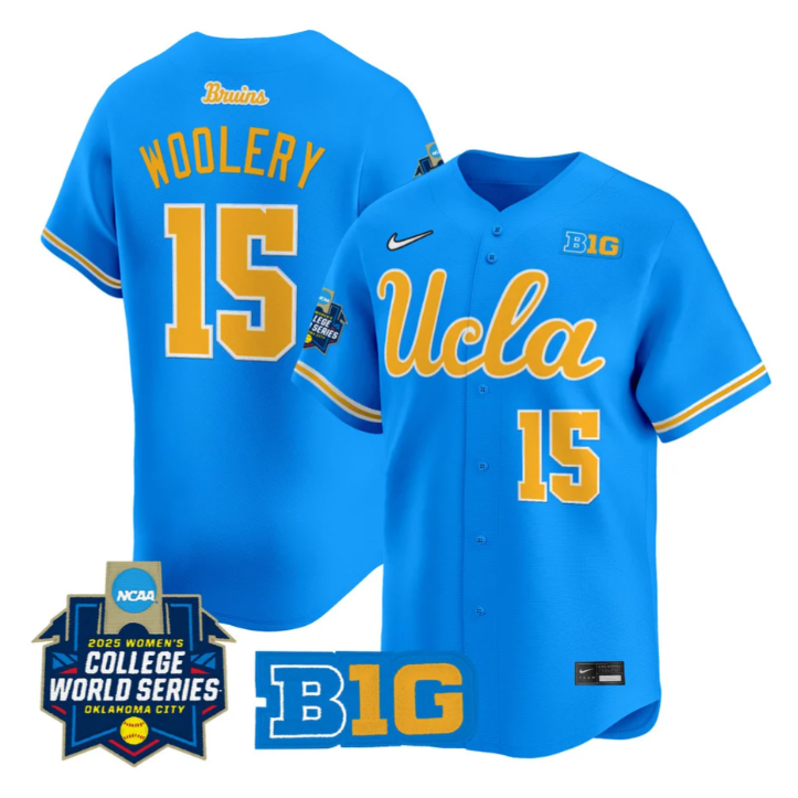 Jordan Woolery Jersey #15 UCLA Bruins Softball 2025 World Series Stitched Blue
