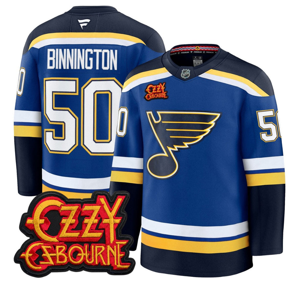 Jordan Binnington Jersey #50 St. Louis Blues Ozzy Osbourne Patch Stitched