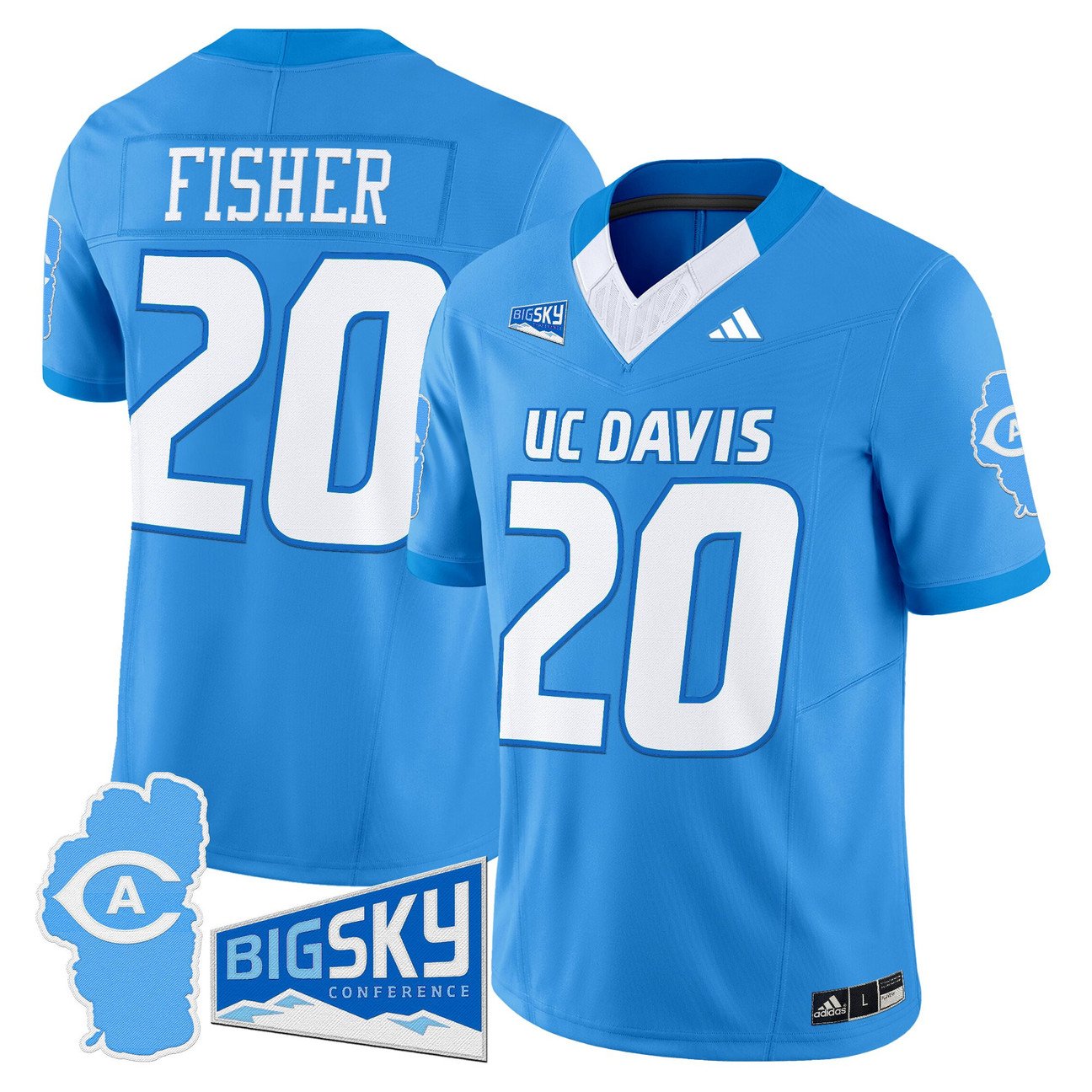 Jordan Fisher Jersey #20 UC Davis Aggies 2025 Lake Tahoe Patch Stitched