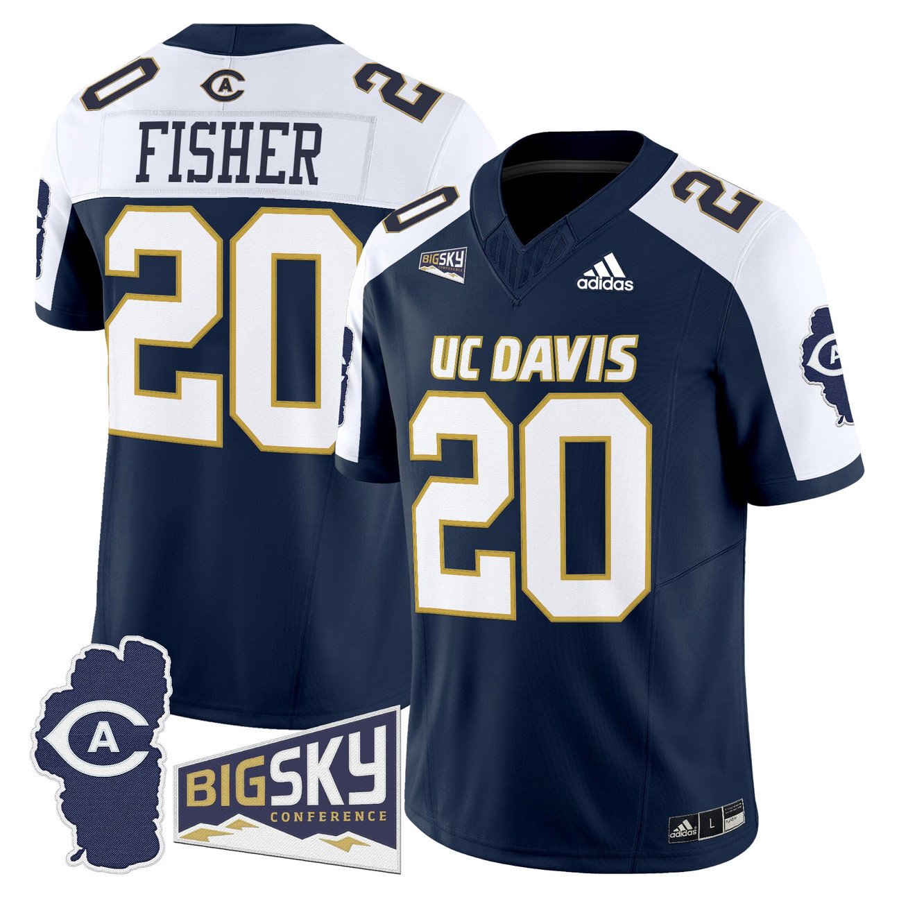Jordan Fisher Jersey #20 UC Davis Aggies 2025 Lake Tahoe Patch Stitched