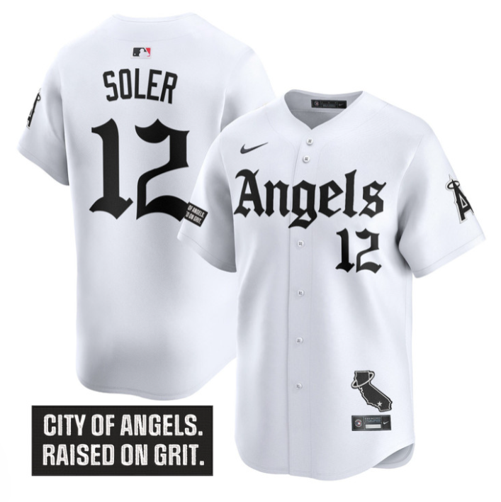 Jorge Soler Jersey #12 Los Angeles Angels Gothic Halo Edition Stitched White