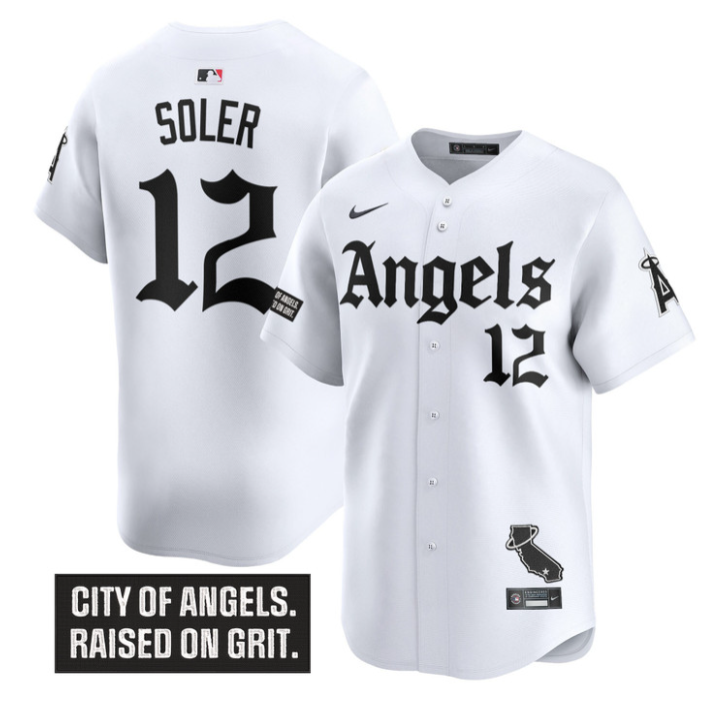 Jorge Soler Jersey #12 Los Angeles Angels Gothic Halo Edition Stitched White