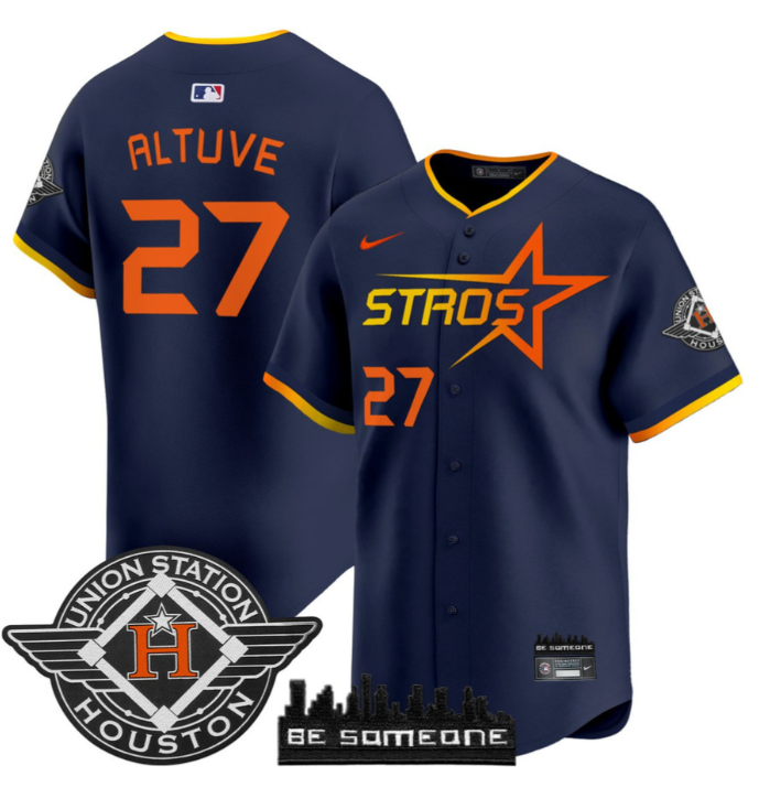 Jose Altuve Jersey #27 Houston Astros 2025 City Connect Navy All Stitched