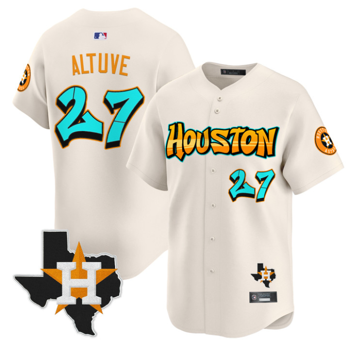 Orbit Jersey #0 Houston Astros Graffiti H-Town Edition Stitched Cream