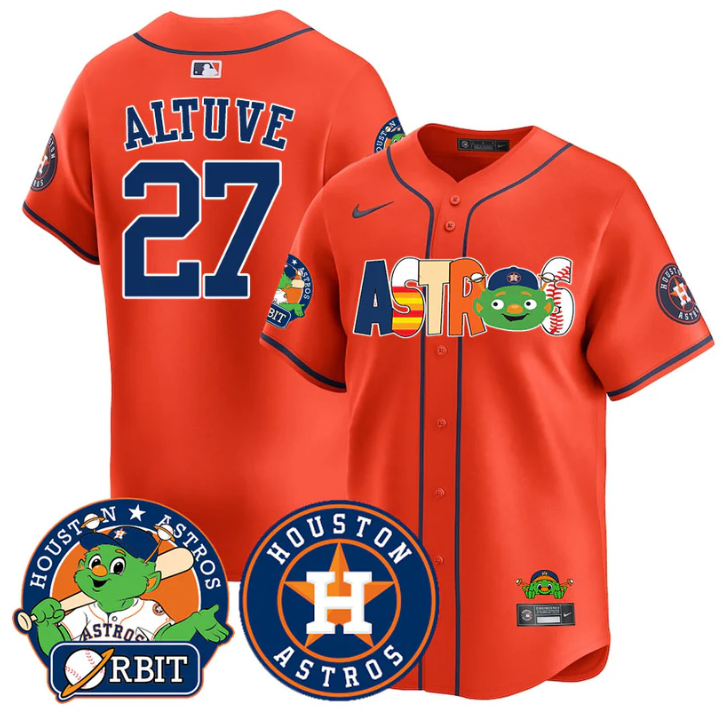 José Altuve Jersey #27 Houston Astros Orbit Vapor Premier Limited Stitched Orange
