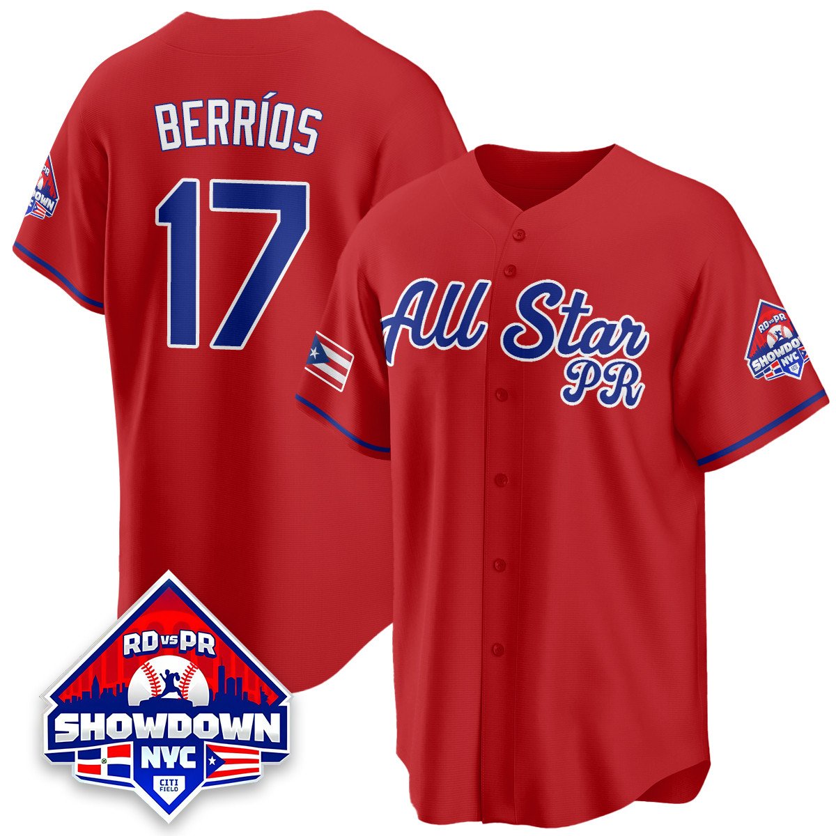 José Berríos Jersey #17 Puerto Rican Baseball All-Star 2025 Stitched Red