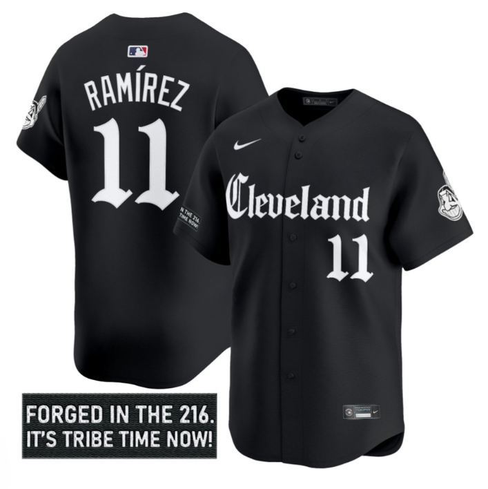 José Ramírez Jersey #11 Cleveland Indians Gothic Iron Edition Stitched Black