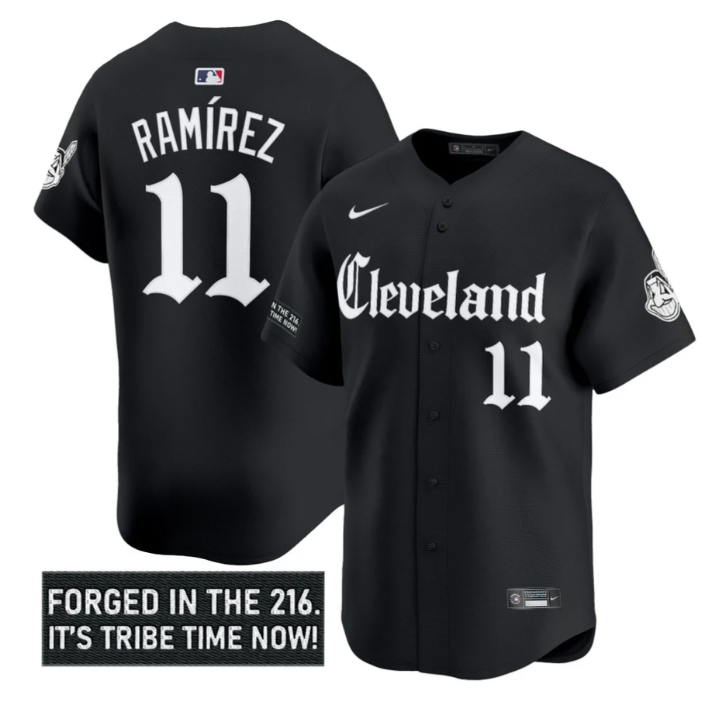 José Ramírez Jersey #11 Cleveland Indians Gothic Iron Edition Stitched Black