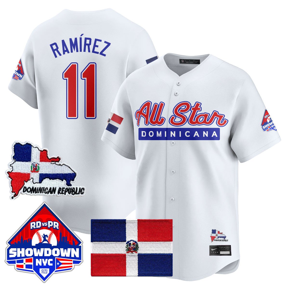 José Ramírez Jersey #11 Dominican Republic Baseball All-Star 2025 White
