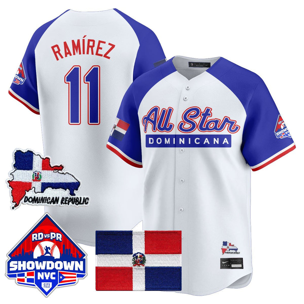 José Ramírez Jersey #11 Dominican Republic Baseball All-Star 2025 White Alter