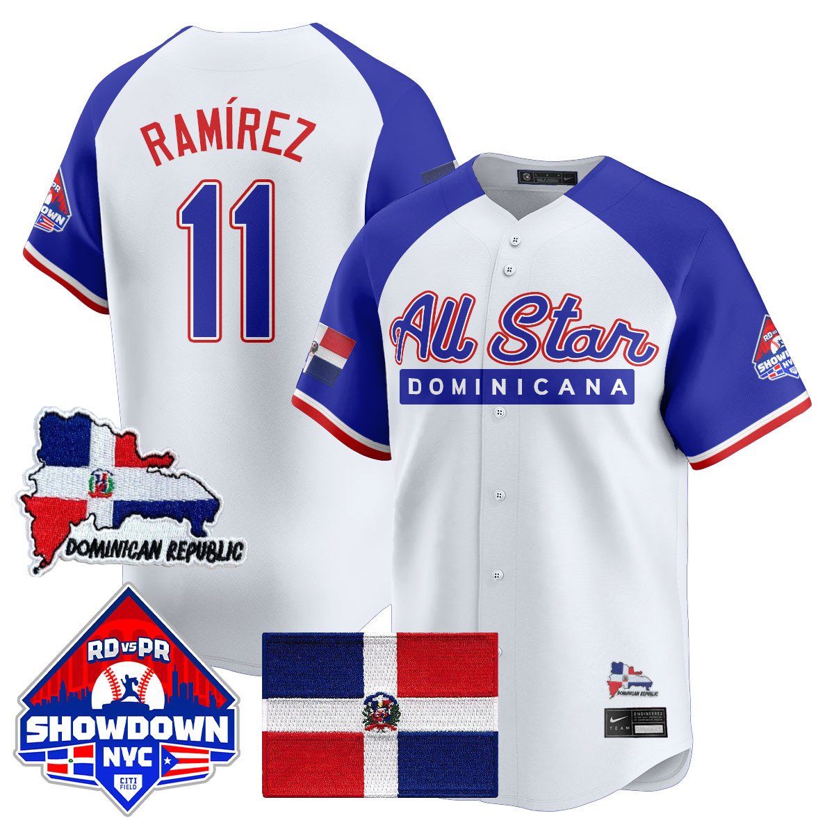 José Ramírez Jersey #11 Dominican Republic Baseball All-Star 2025 White Alter