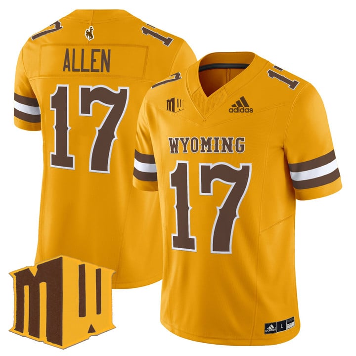 Josh Allen Jersey #17 Wyoming Cowboys 2025 Vapor Limited Stitched Gold