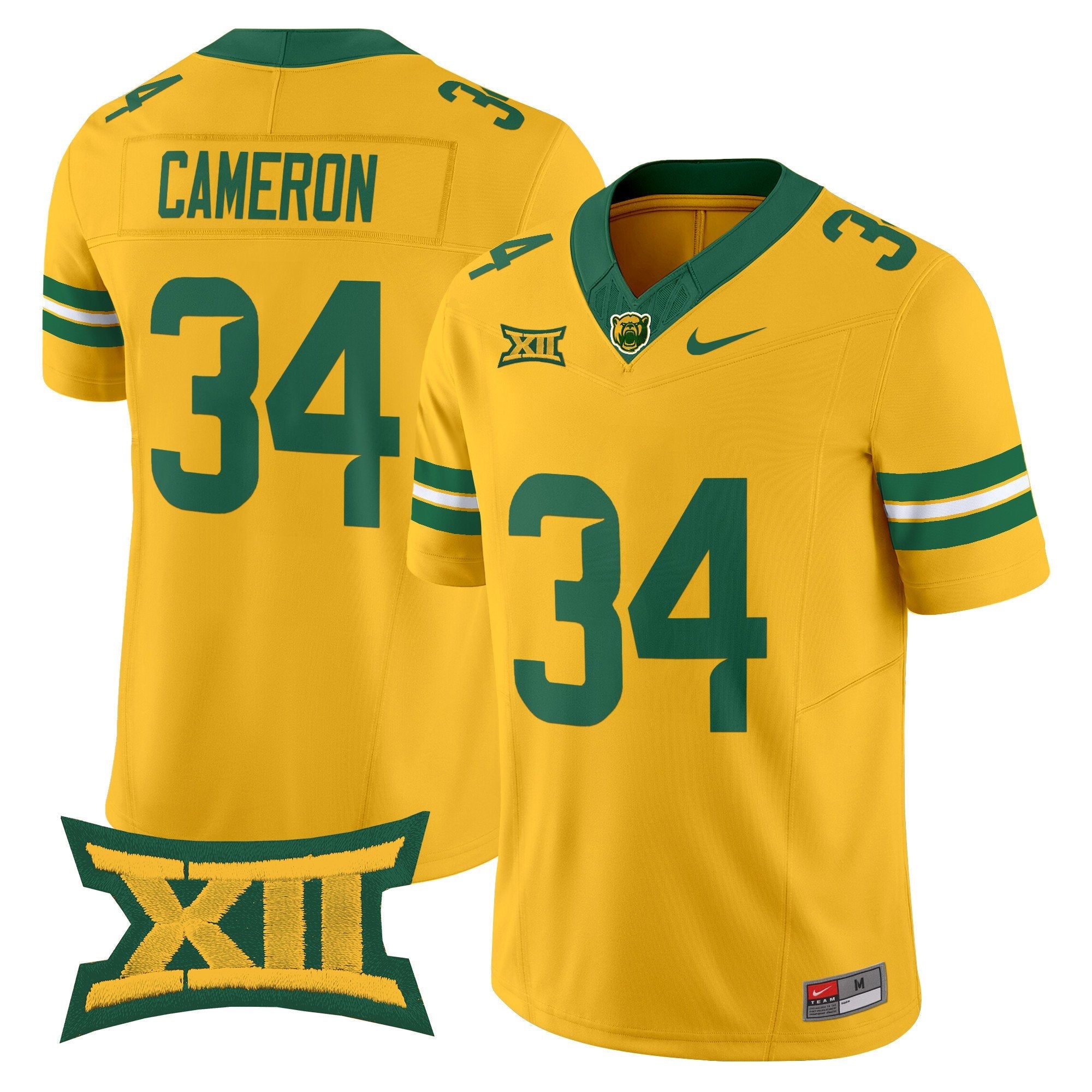 Josh Cameron Jersey #34 Baylor Bears 2025 Vapor Stitched Gold