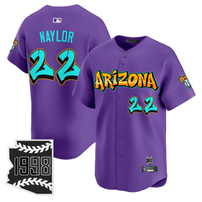 Josh Naylor Jersey #22 Arizona Diamondbacks Graffiti Desert Ink Edition Purple