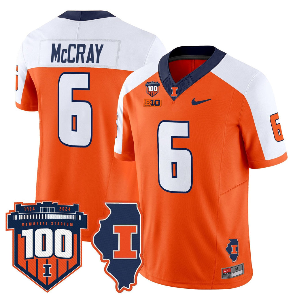 Josh McCray Jersey #6 Illinois Fighting 100th Memorial Stadium Orange Alternate