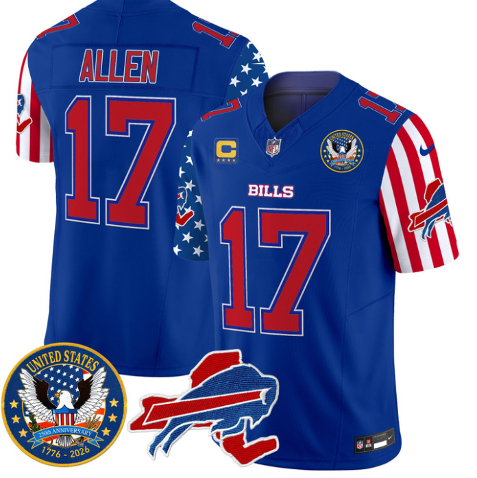 Josh Allen Jersey #17 Bills America 250 Edition Vapor Limited Stitched