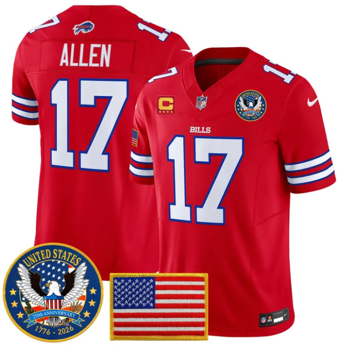 Josh Allen Jersey #17 United States 250th Anniversary Patch Stitched