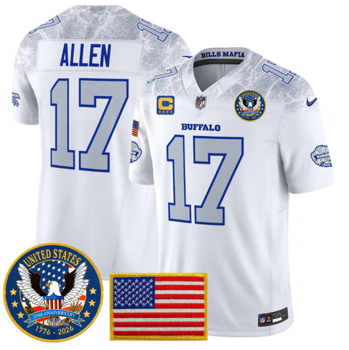 Josh Allen Jersey #17 United States 250th Anniversary Patch Stitched